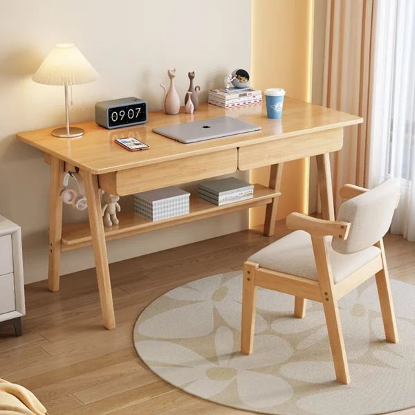 Japanese style Solid Wood Desk Minimalist Home Office Table with Drawers  Style Writing Desk