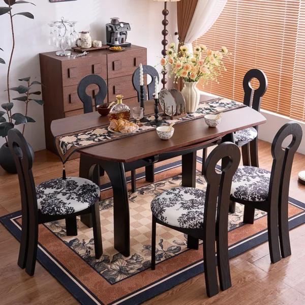 French retro solid wood back dining chair  creative key chair  designer dining table and chair set