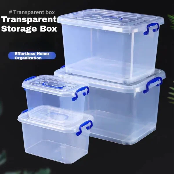 Transparent Storage Box Stackable With Lid Large Capacity Clothes Toys Sundries Storage Organizer