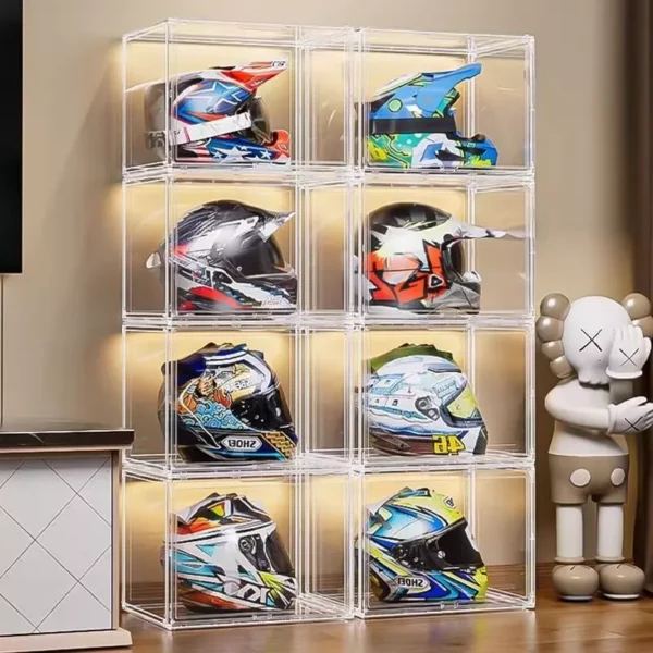 my-11134207-820lc-miqp8lvlhrsya7.webp Dustproof Full Transparent Helmet Box Large doll display box Blind box display stand Stackable collection box