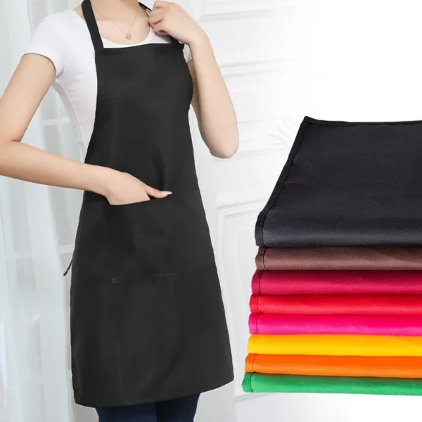 sg-11134201-22090-js0busernrhv7e.webp Hang Neck Apron Kitchen Chef 2 Pockets Waterproof Adjustable Waist Size Oil Protection Washable