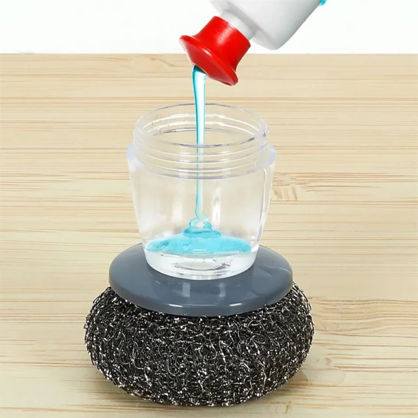 Soap Dispensing Palm Brush Soap Dispenser Scrubber Kitchen Utensil Dishes Pans Sink Cleaning Tools