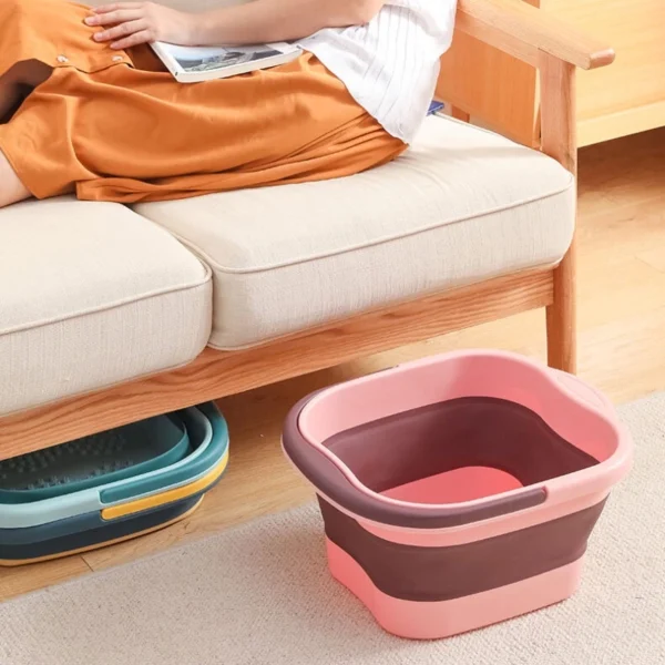 Nordic Square Shape Foldable Collapsible Bath Bucket Large Capacity Foot Relaxer Thermal Massage Tub