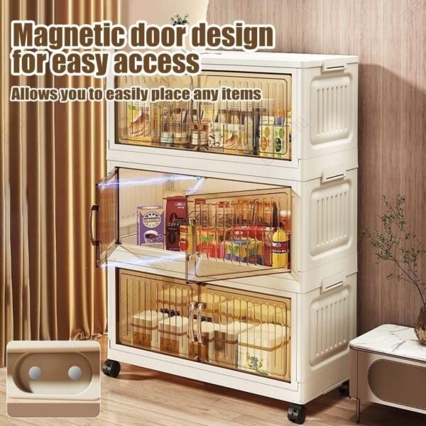 sg-11134201-81zvo-mifnyuqthvrb0b.jpg 80cm High Capacity Transparent Storage Box Foldable Stackable Storage Cabinet Box Multi Functional with Roller