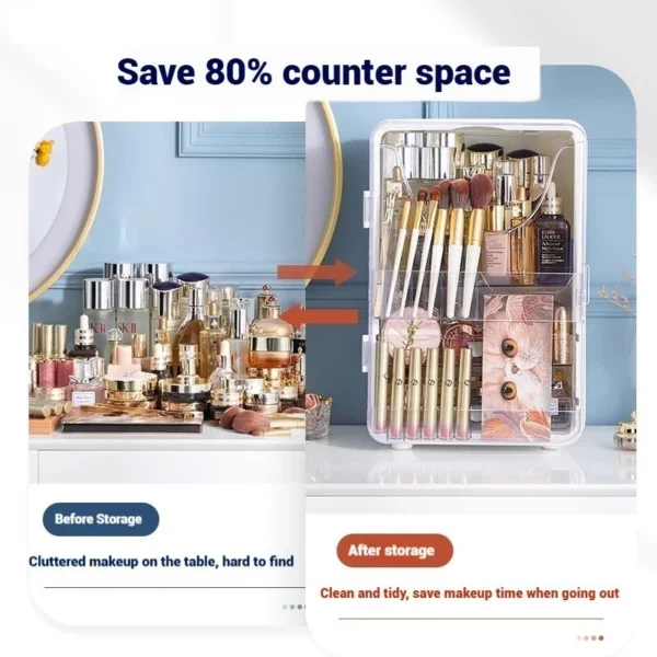 Makeup Box with Light   Mirror   Dustproof Cosmetic Organizer Storage Box