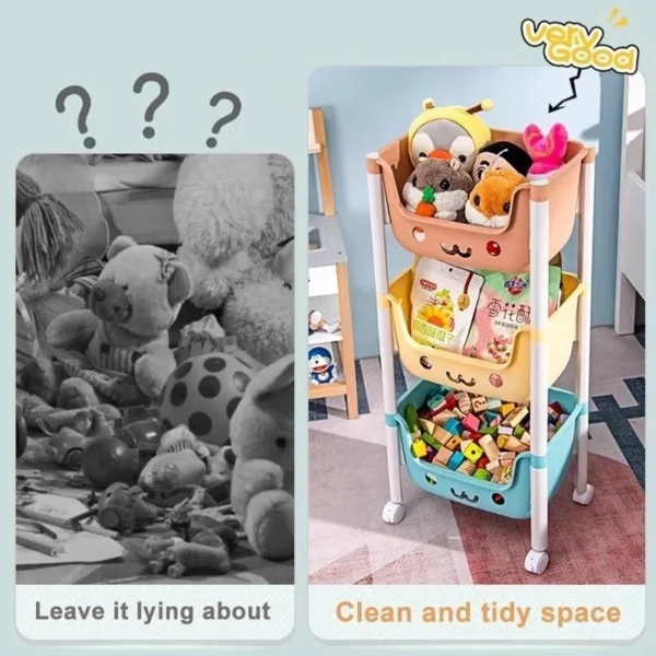 Adjustable Layer Kids Toys Storage Trolley Storage Rack Multipurpose Storage Rack