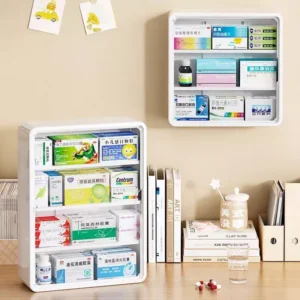 sg-11134201-821e9-mhabqi6e6olq5f.webp Medicine Storage Box Wall Hanging Large Capacity Cabinet With Transparent Drawers Waterproof Stackable Design