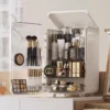 Makeup Box with Light   Mirror   Dustproof Cosmetic Organizer Storage Box