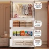 Cabinet Wardrobe 60cm Storage Multipurpose Folding Stackable Storage Cabinet With Pulley   Double Open Doors