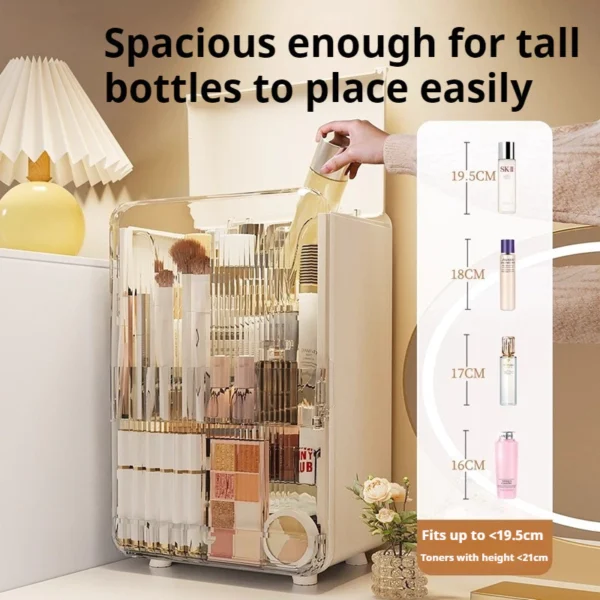 Makeup Box with Light   Mirror   Dustproof Cosmetic Organizer Storage Box
