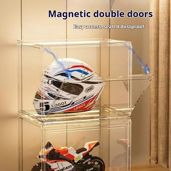 sg-11134201-82250-mhszwj9nlvy98b.webp Dustproof Full Transparent Helmet Box Large doll display box Blind box display stand Stackable collection box