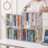 Transparent Acrylic Foldable Book Storage Box Desktop Organizer Shelf Room School Office Book Shelf