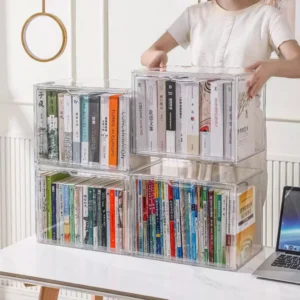 sg-11134201-825zs-ml5svz48iyod9a.webp Transparent Acrylic Foldable Book Storage Box Desktop Organizer Shelf Room School Office Book Shelf
