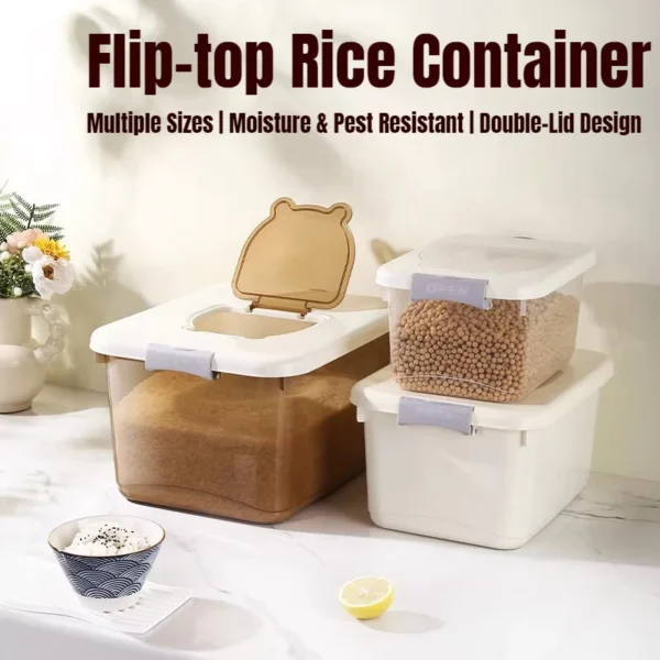 Household Cartoon Rice Tank Push Pull Rice Storage Container Food Grade Moisture Proof