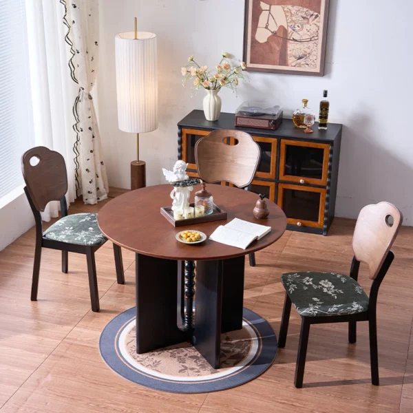 sg-11134201-82631-ml8zs0xxe70gdc.webp French Style Solid Wood Round Dining Table Wabi Sabi Vintage Ash Wood Large Round Table for Home Small Space Mid Century Modern Restaurant Table