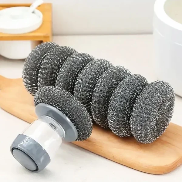 Soap Dispensing Palm Brush Soap Dispenser Scrubber Kitchen Utensil Dishes Pans Sink Cleaning Tools