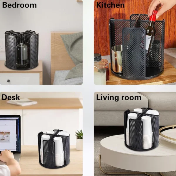 sg-11134202-7reng-m2atu4i70g4530.webp Cup Holder Dispenser Rotatable Coffee Cups Lids Seasoning Cosmetic Storage Organizer Rack