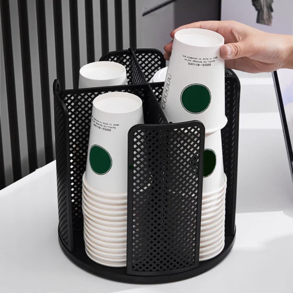 sg-11134202-7reop-m2att0c1spx7e9.webp Cup Holder Dispenser Rotatable Coffee Cups Lids Seasoning Cosmetic Storage Organizer Rack